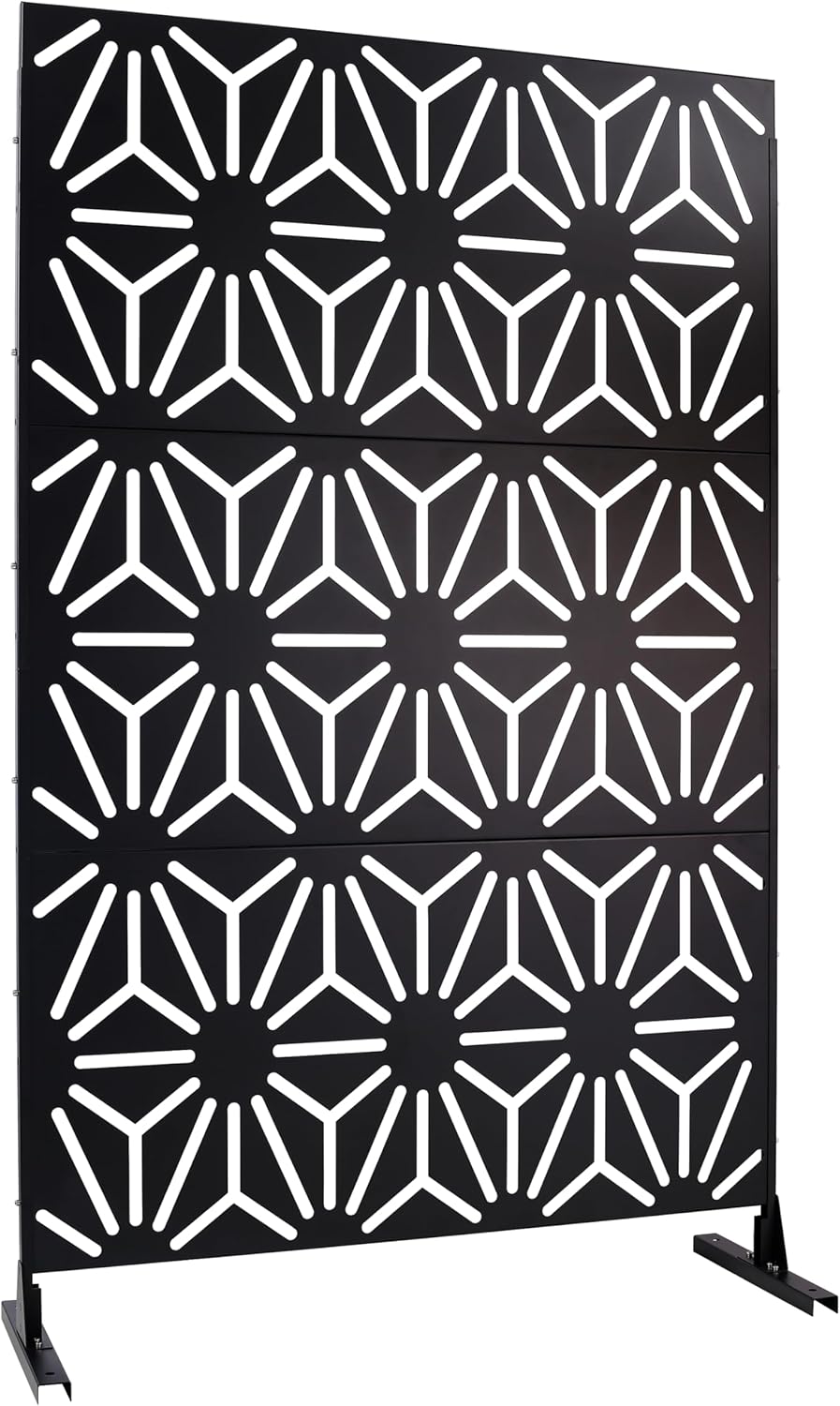 Freestanding Metal Privacy Screen 76 in H x 48 in W – Outdoor Indoor Decorative Fence Panel for Patio Balcony Deck Garden Living Room Office