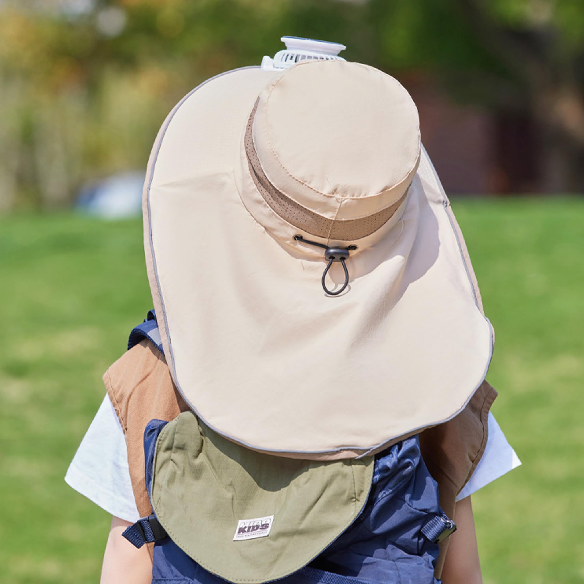 Solar-Fanhut für Kinder, Sonnenhut mit Ventilatoren, solarbetrieben, breite Krempe, Fischerhüte mit Nackenklappe