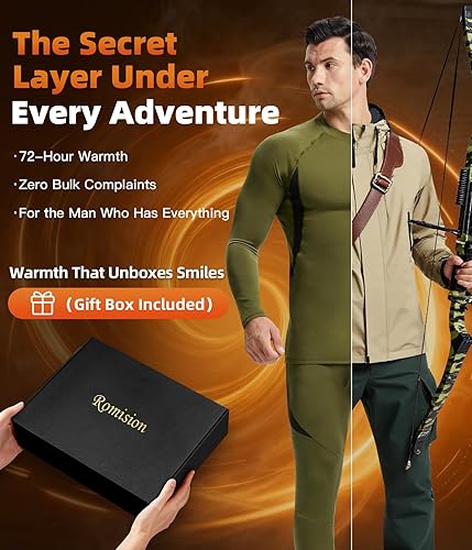 Miniatura 2 de romision 2 Pack Thermal Underwear for Men Long Johns Fleece Lined Hunting Gear Bottom Top Set Base Layer Cold Weather XS-4XL