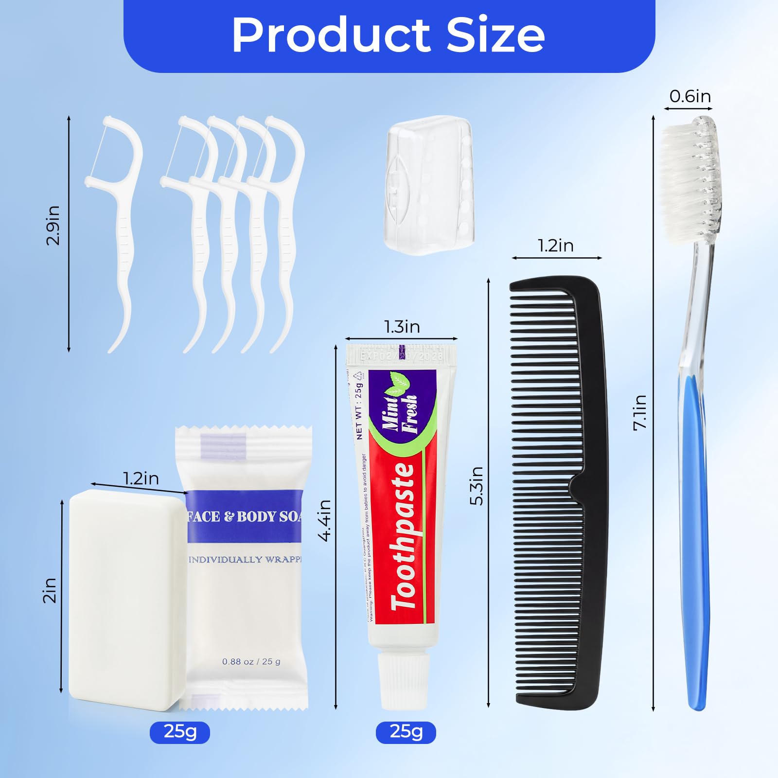 Artículos de aseo desechables, kits de artículos de tocador de tamaño de viaje, suministros de higiene personal para personas sin hogar, artículos esenciales de cuidado envueltos individualmente para