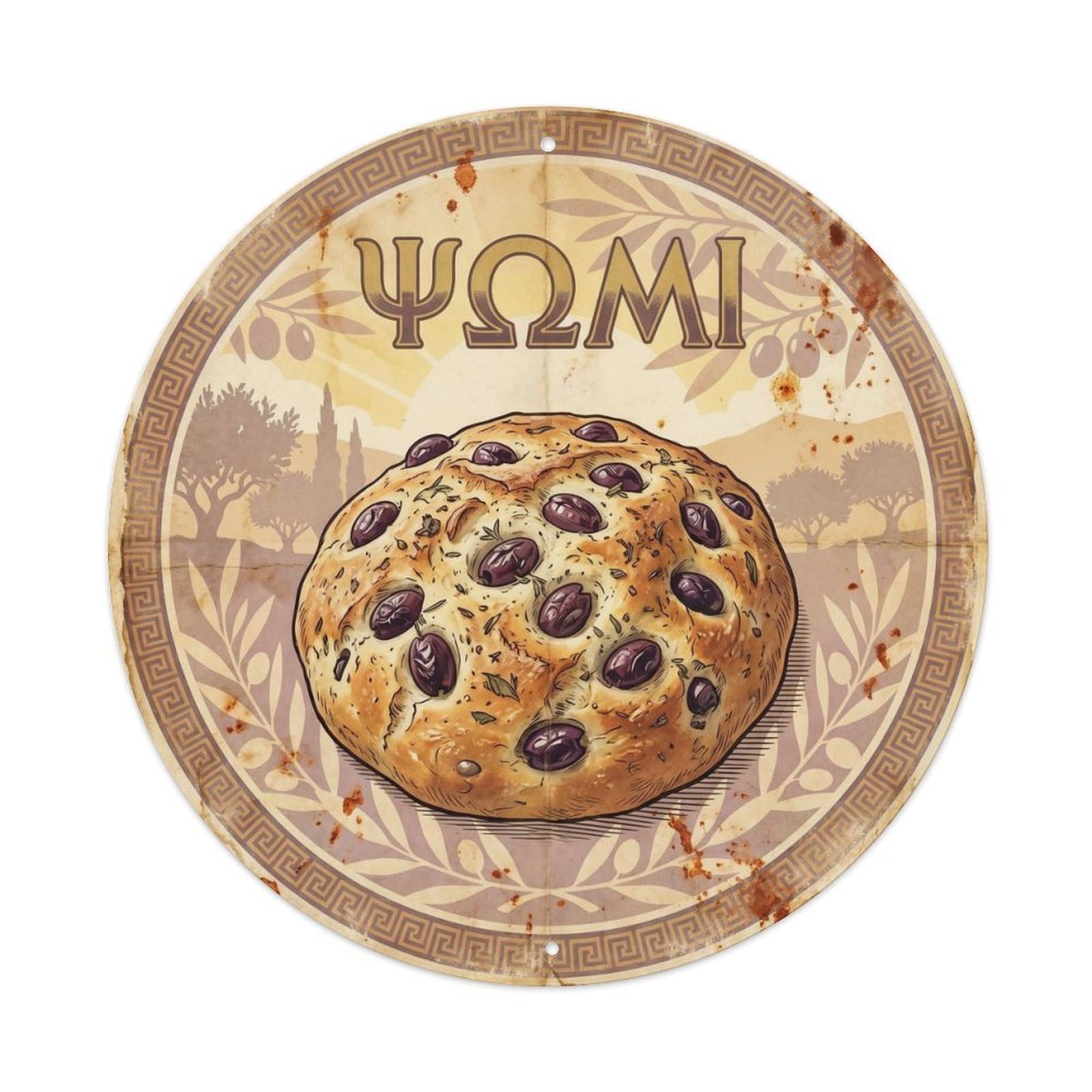 Bread Loaf Cafe Bakery Greek Sourdough Cuisine Travel Metal Tin Sign