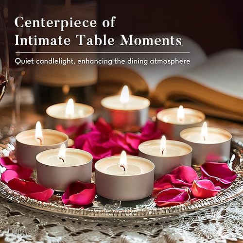 Miniatura 23 de Velas de té de palma sin perfume, paquete de 100 velas a granel, velas de té blanco de 4.5 horas de duración, sin parafina, sin humo, mini velas