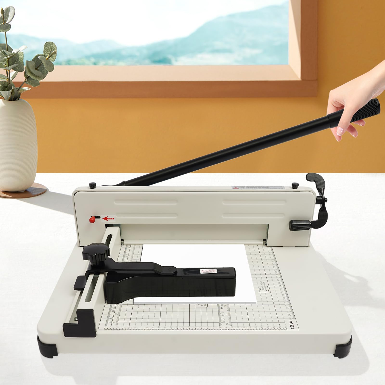 Taglierina industriale a guillotina, formato A4, fino a 400 fogli, taglierina manuale a leva, per ufficio e produzione di carta, foto, pelle e tessuto, beige