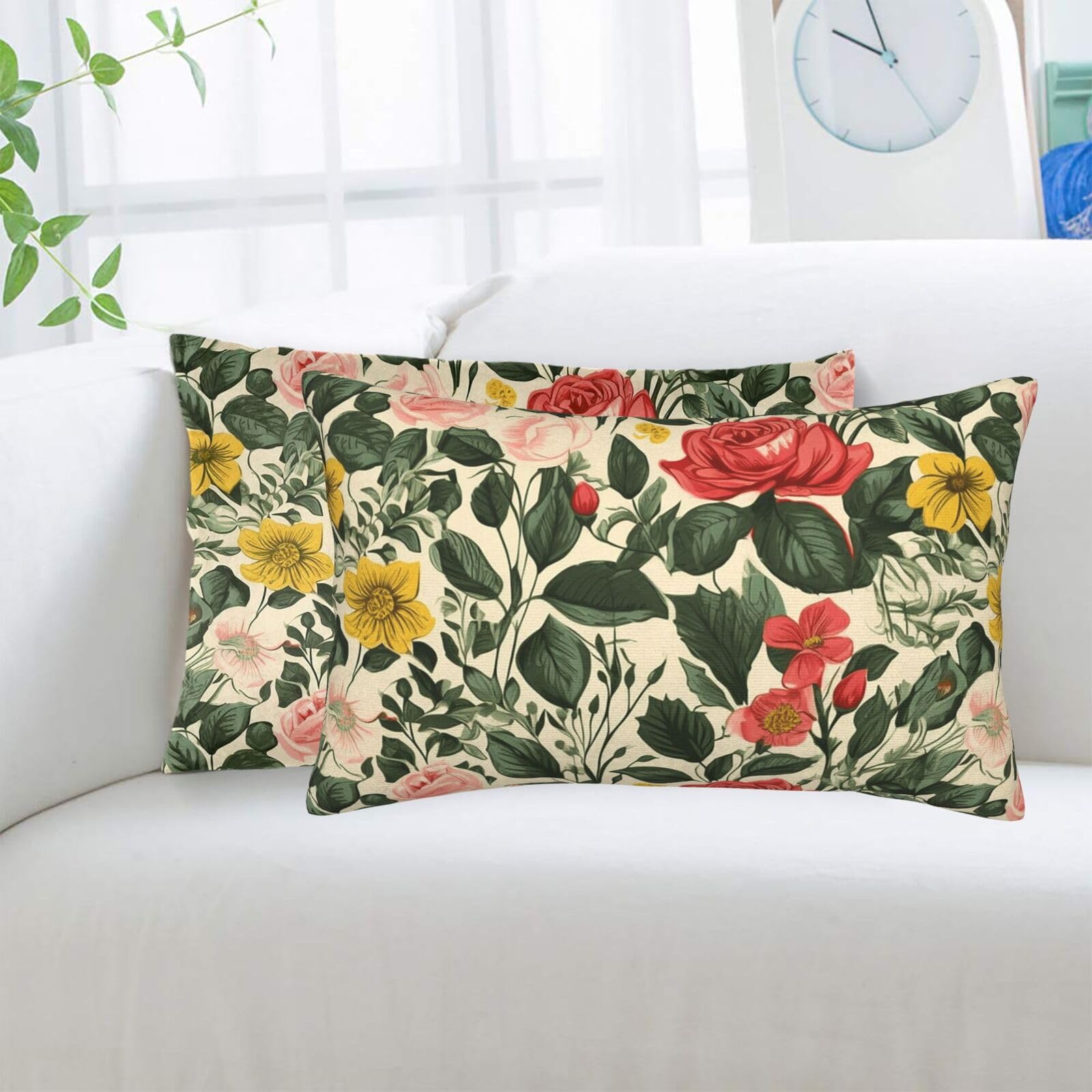 Rose Standard Pillowcases Sets of 2, Ultra Soft Microfiber Plush Pillow Cases 20"X30" Comfort Decorative Throw Pillow Cover with Hidden Zipper for Bedroom, Sofa, Couch