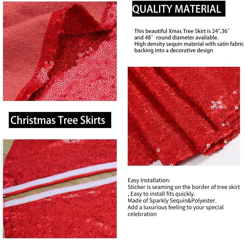 24 Round Red Tree Skirt Small Christmas Tree Skirt Outdoor Party Tree Decorations Little Sparkle Tree Skirt for All Occasions