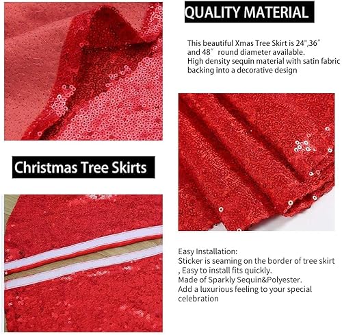 Miniatura 118 de Falda de árbol de Navidad de lentejuelas: Falda de árbol de bronce de 24 pulgadas, falda de satén con lentejuelas Falda de árbol pequeño