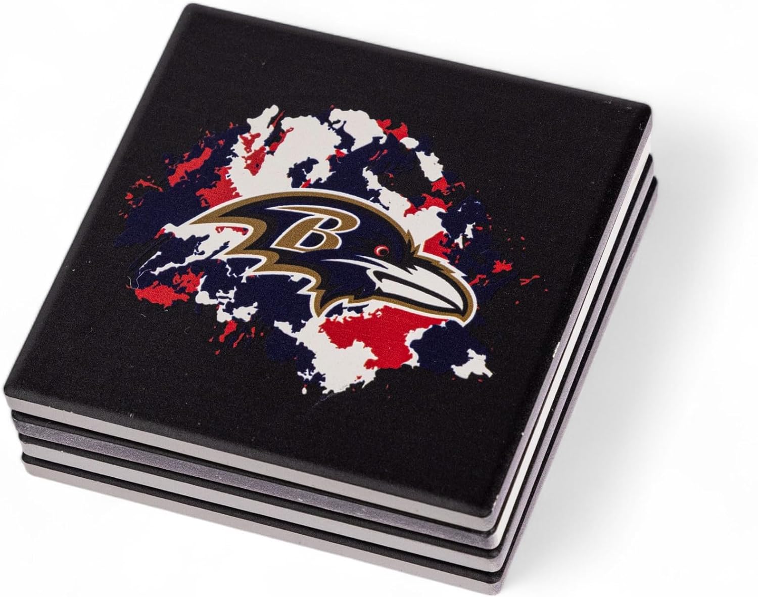 The Memory Company Officially Licensed 4-Pack Team Logo Ceramic Blast Coaster Set, Baltimore Ravens
