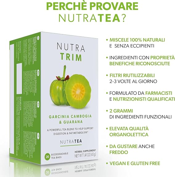 NUTRATRIM - Slimming Tea | Metabolism Tea - Aids in Weight Loss and Digestion & Controls Sugar Cravings - 40 Enveloped Tea Bags - by Nutra Tea - Herbal Tea - (2 Pack)