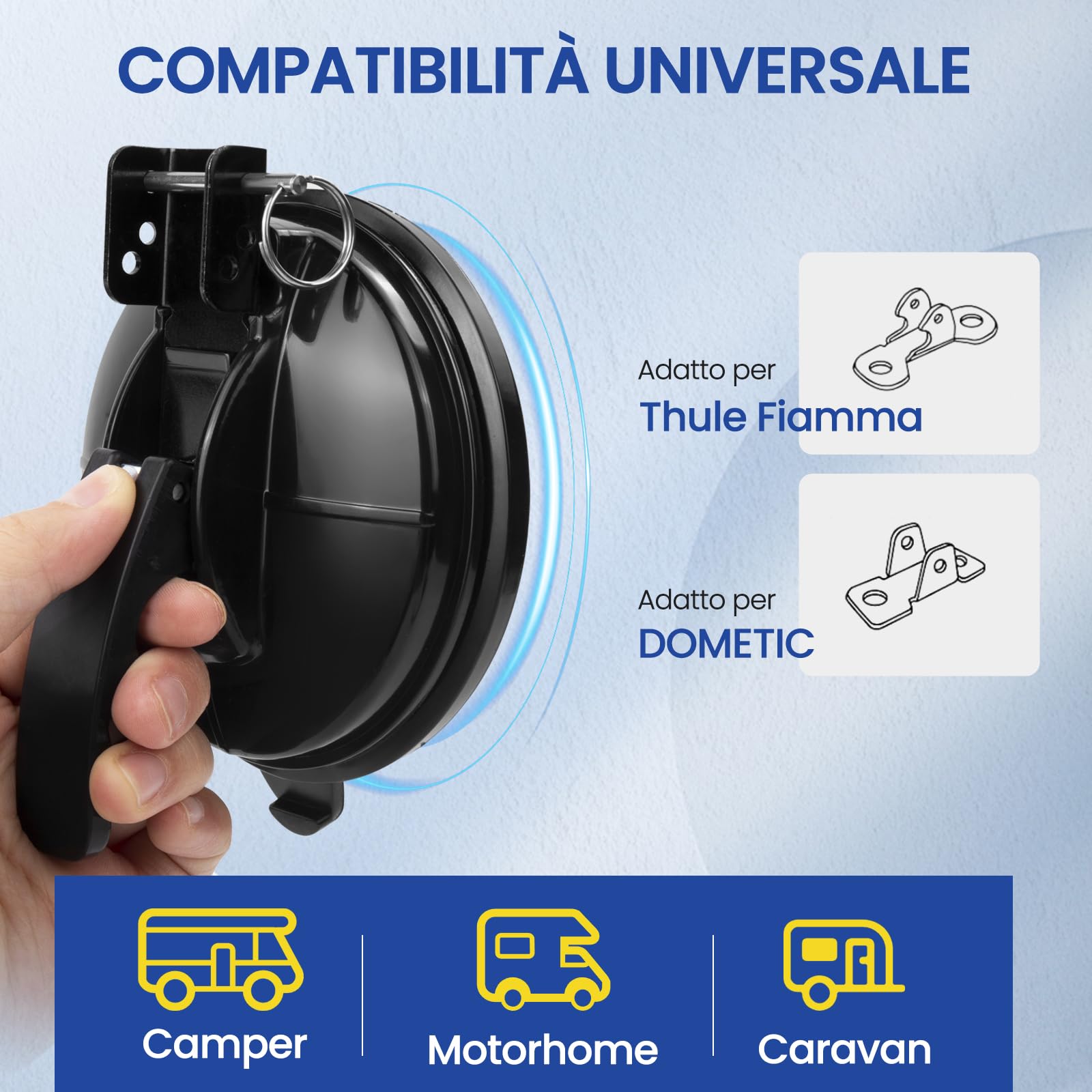 Supporto per Tenda, 2 Pezzi Supporti per Tenda da Sole, Compatibile con T-hule, F-iamma, D-OMETIC, V-W T6 T5 T4 T6.1, F-ORD N-ugget, V-Ans | Accessori per Campeggio, Camper, Roulotte (Nero)