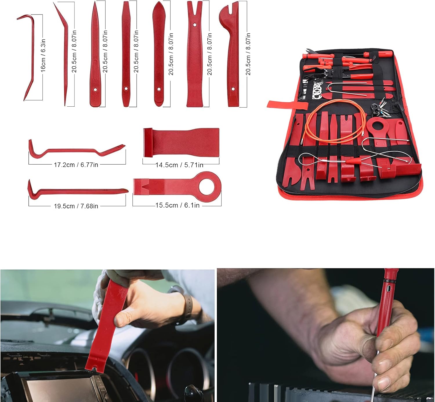 43PCS Trim Removal Tool Kit, Professional Vehicle Upholstery Remover Tool Set and Clip Plier,Car Panel Door Audio Dashboard Trim Removal Tool Kit,
