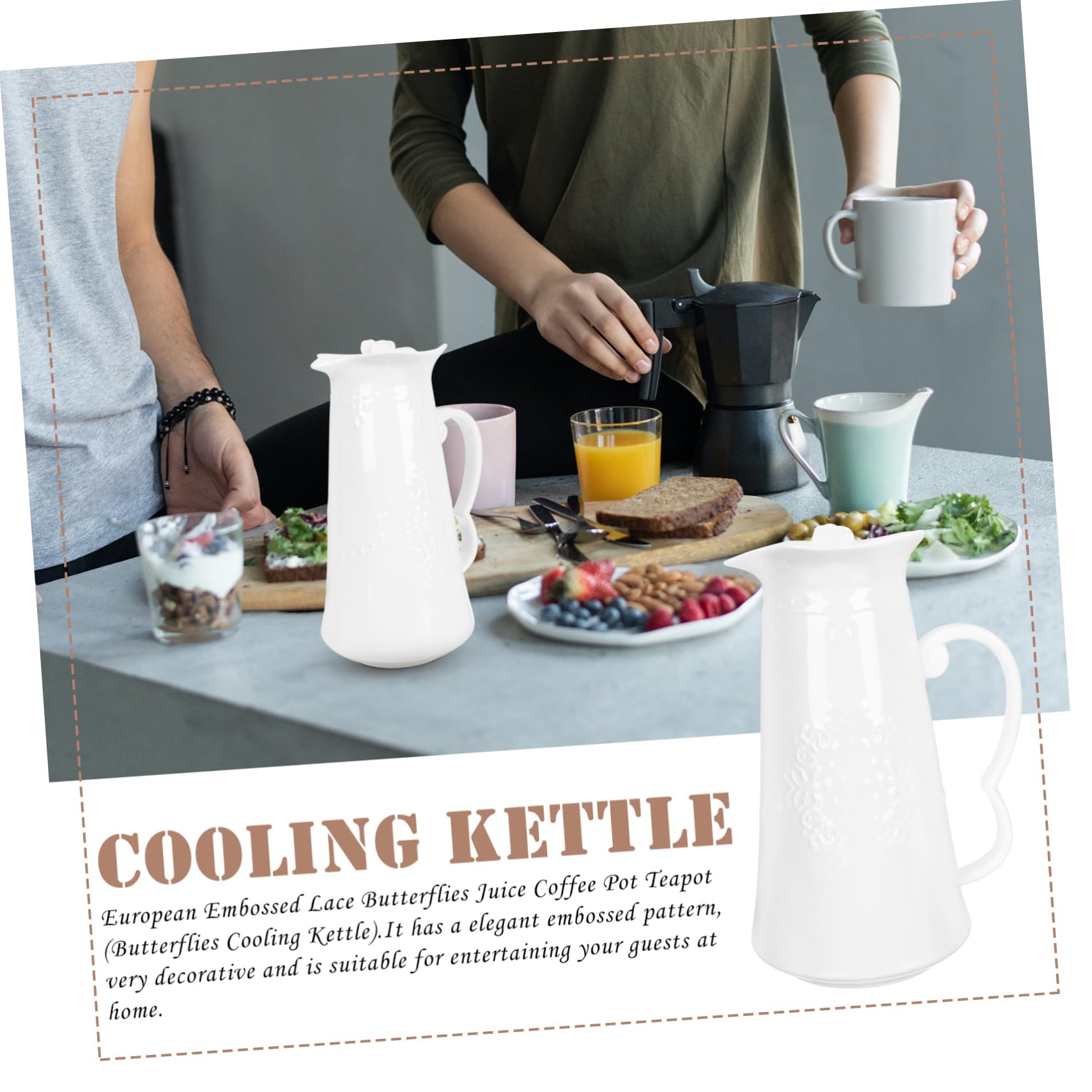 Jarra de Agua de Cerámica Color Claro 1300ml, Estilo Europeo | Té Helado y Cerveza, Diseño Elegante y Sencillo, Uso en Fiestas y Hogar
