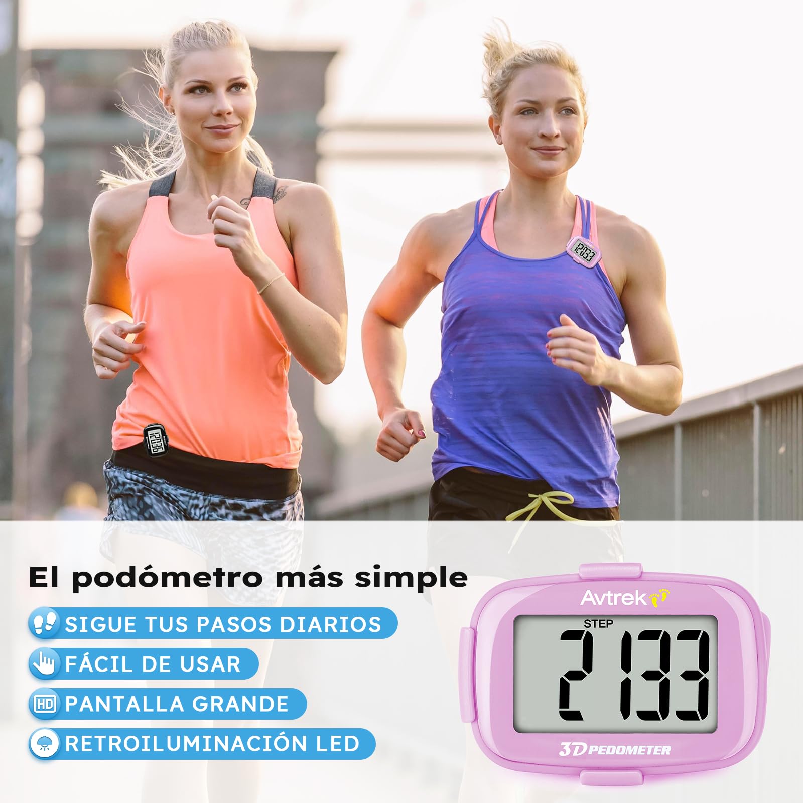 AVTREK Pedometro 3D Mini Pedometro Senza App Bluetooth per Camminare o Correre Attività Escursionismo all'aperto