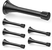 ZUOYIGD 6 Pack Heavy Duty Black Spring Door Stops 3-1/4" - Flexible Wall Mount Doorstoppers with Rubber Bumper Tips for Wall Protection