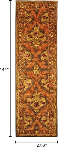 Miniatura 2 de SAFAVIEH Antiquity Collection AT54B - Alfombra de pasillo de lana oriental tradicional de primera calidad, 2 pies 3 pulgadas x 12 pies, color salvia
