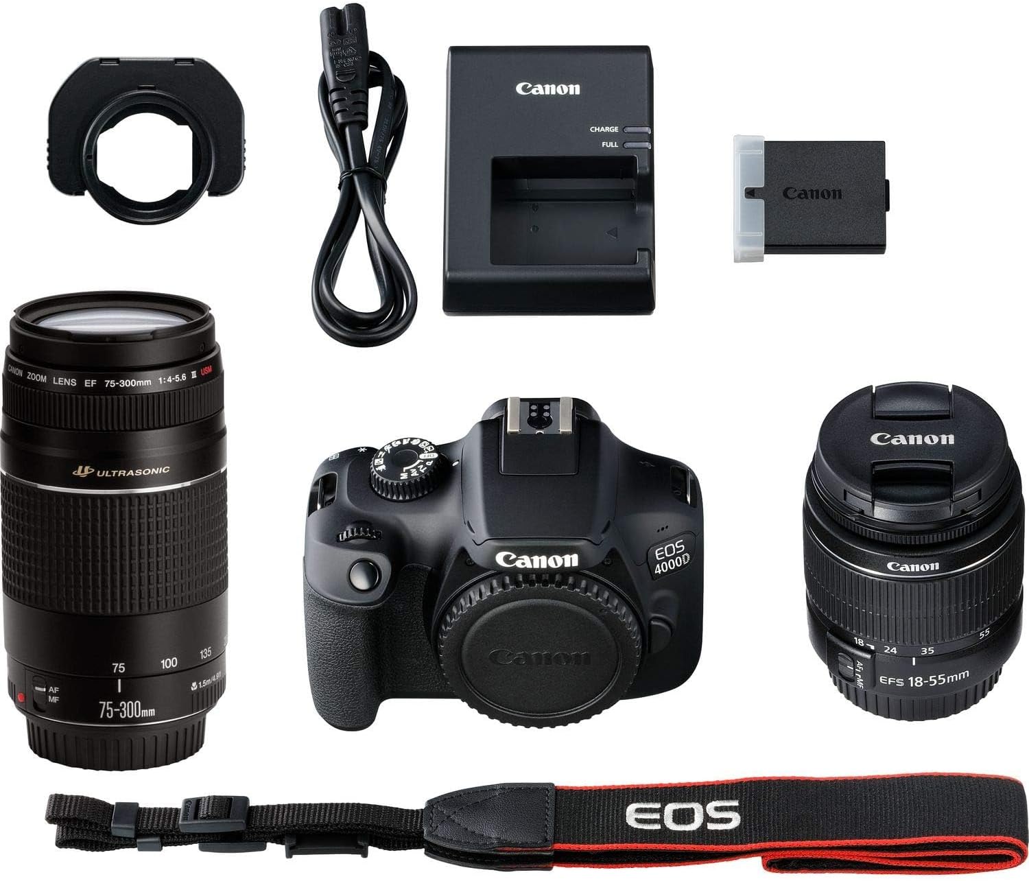 Canon EOS 4000D + 18-55 DC + 75-300 DC Corpo della fotocamera SLR 18 MP 5184 x 3456 Pixel Nero Canon EOS 4000D + 18-55 DC + 75-300 DC Corpo della fotocamera SLR 18 MP 5184 x 3456 Pixel Nero