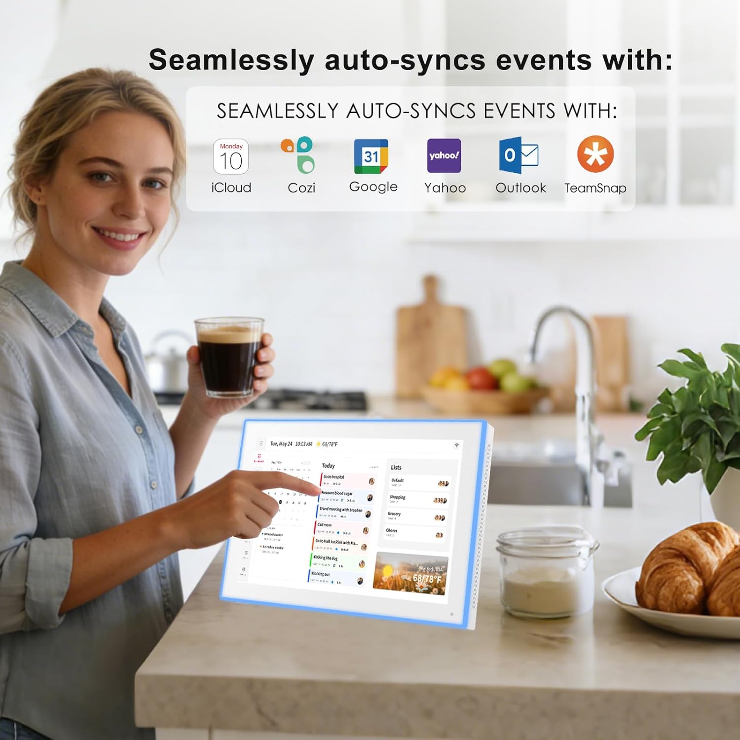 Akimart Calendar: 10.1-inch Wall Planner Digital Calendar & Chore Chart With LED Reminder, Smart Touchscreen Interactive Display for Family Schedules, Hearth Display Digital Calendar, Great for Organizing Your 2026 Year