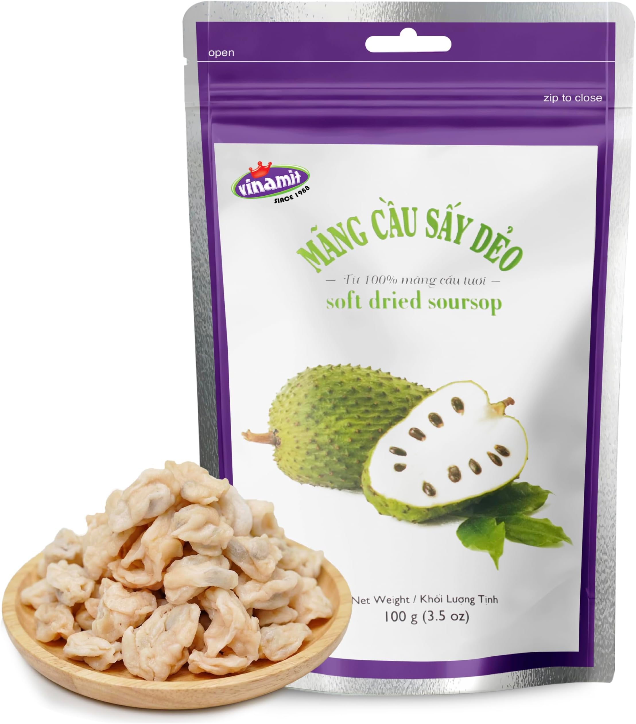 - Soft Dried Soursop Fruit 3.5 oz Bag | Vegan Chewy Natural Fruit Snack | Vietnamese Graviola Guanabana | High Fiber Antioxidant Dried Fruit | Ideal for Travel, Gifting & Family Share