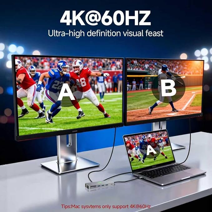 Hub USB C Docking Station 11 en 1 Dual Monitor 4K@60Hz, Ethernet miniatura 7