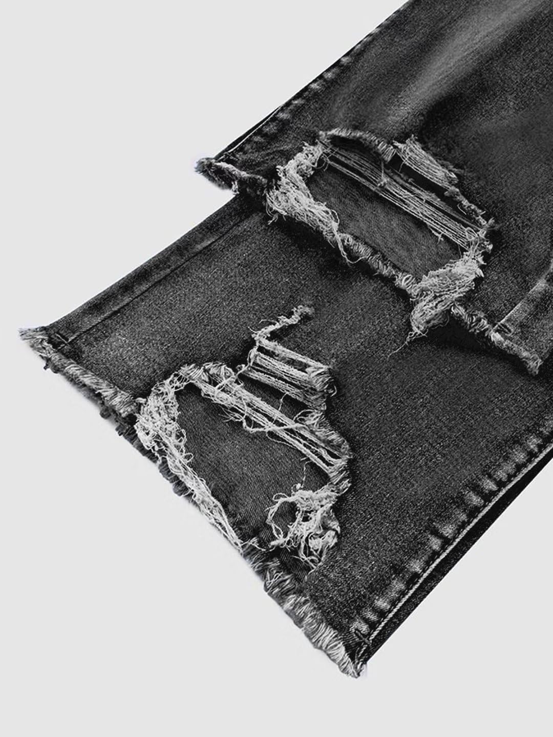 Flamingals Flare Bell Bottom Jeans for Women Raw Hem High Waist - Image 5