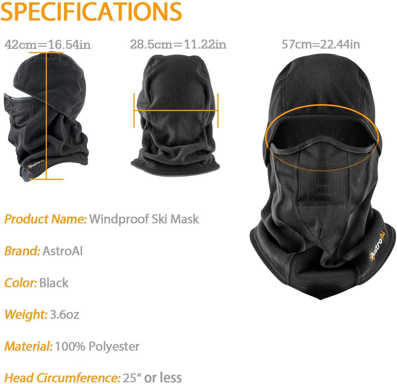 AstroAI Balaclava Ski Mask 2 Pack Winter Fleece Thermal Face Mask Cover for Men Women Warmer Windproof Breathable, Cold Weather Gear for Skiing, Outdoor Work, Riding Motorcycle & Snowboarding, Black Riding Motorcycle & Snowboarding, Black : Clothing, Shoes & Jewelry