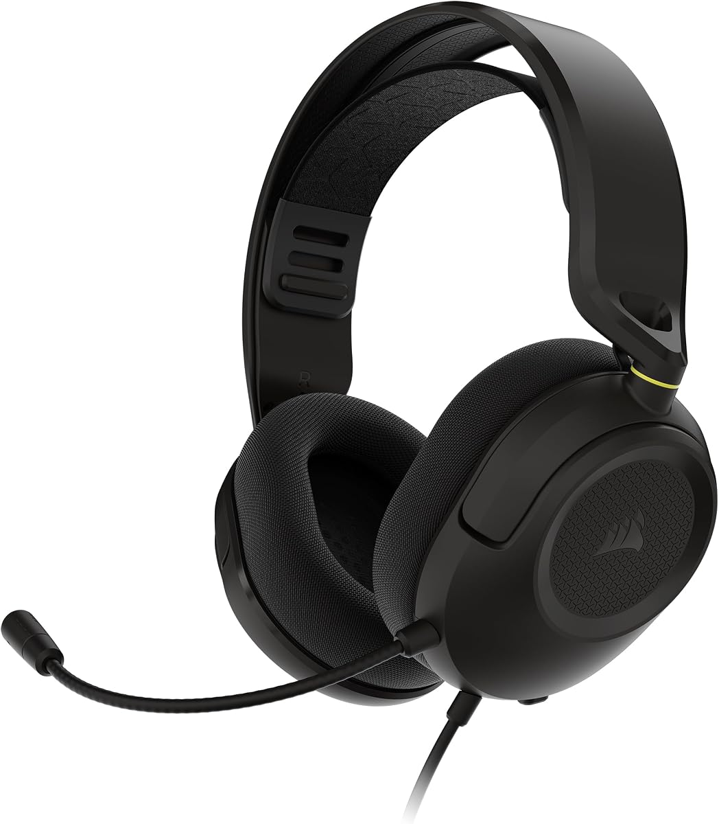 Auriculares para juegos con cable Corsair HS35 v3 con micrófono - Carbono | PC/PS5/PS4/Switch/Xbox/Mac, Comodidad ligera, 3,5 mm