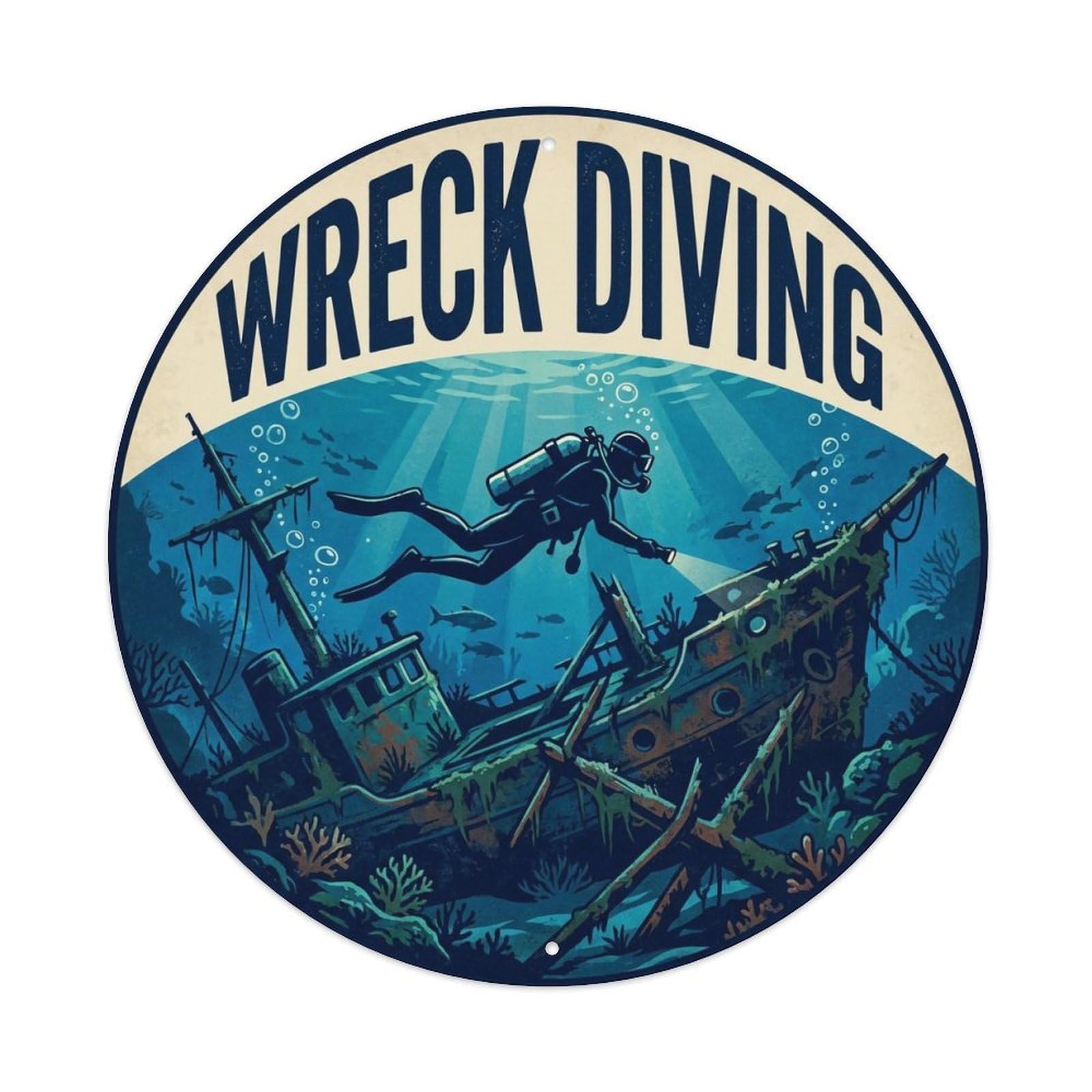 Vintage Wreck Diving Extreme Sports Metal Tin Sign