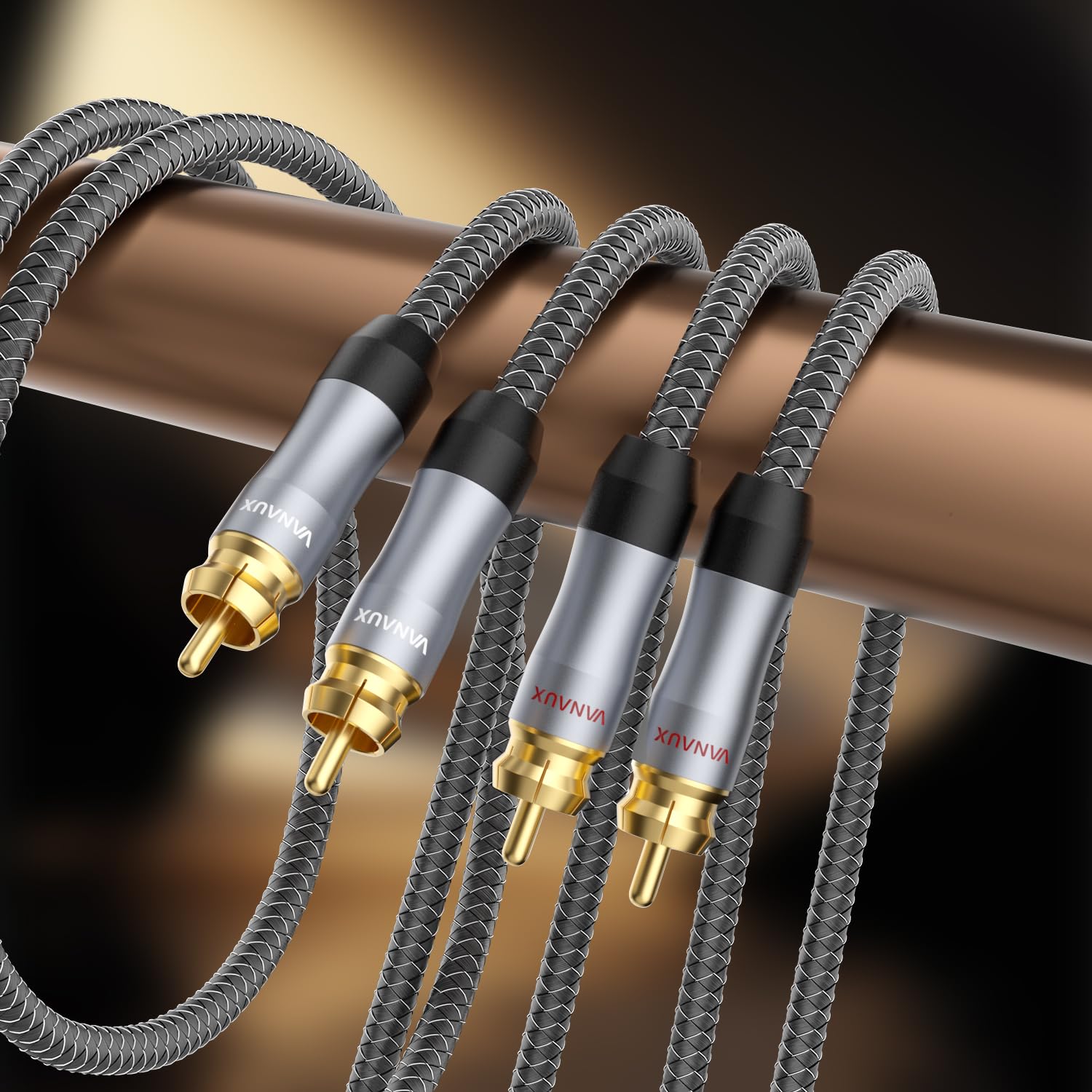 VANAUX Auidophile, Cavo audio stereo da 2RCA maschio a 2RCA maschio, cavo subwoofer OFC 75Ω, cavo coassiale digitale per Home Theater, HDTV, sistemi Hi-Fi (3 m, confezione da 2)