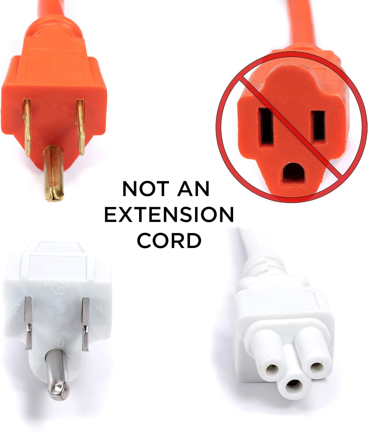THE CIMPLE CO White 3-Prong AC Power Cable 6 FT - Mouse Ears Power Supply Cord - Device, Computer, Laptop Replacement Cord with Cloverleaf Plug - NEMA 5-15P to C5 / IEC 320-6 Feet (1.8 Meters)