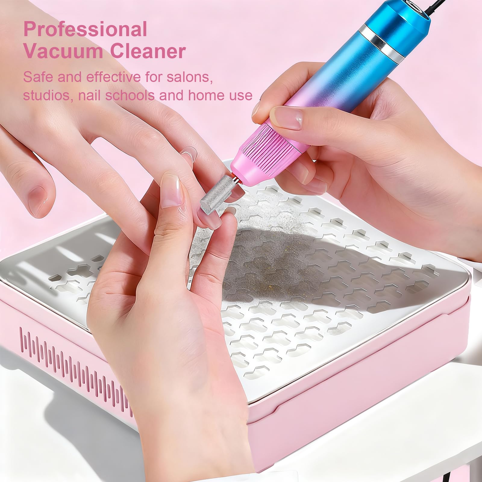 Collecteur de poussière d'ongles avec 10 réglages de vitesse, aspiration puissante pour les débutants, collecteur de poussière pour ongles acrylique, manucure, salon de manucure à domicile