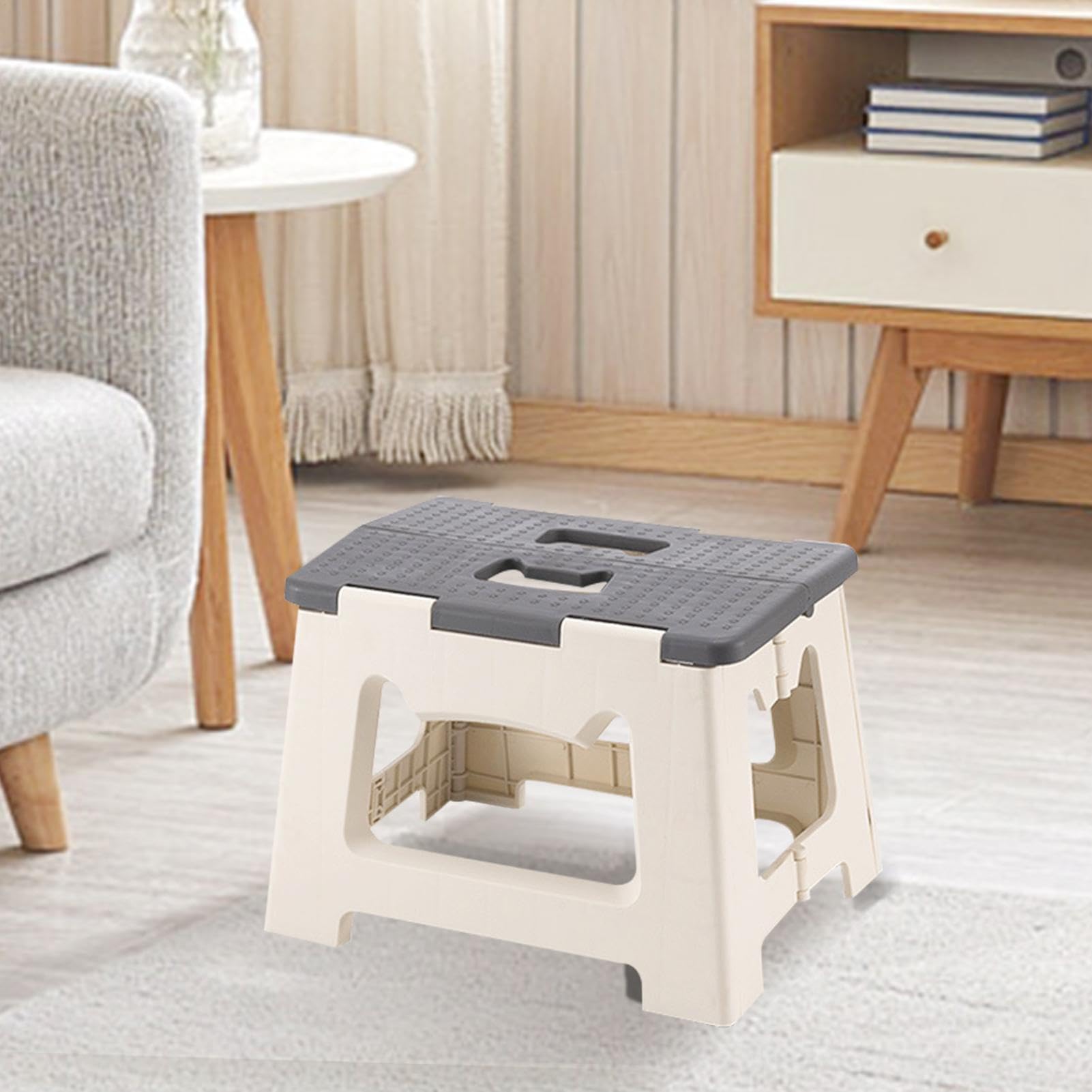 Klapphocker - Outdoor-Trittschemel mit Rutschfester, Leichter, tragbarer Klappstuhl für Camping, Wandern und Gartenarbeit (Elegantes Grau)