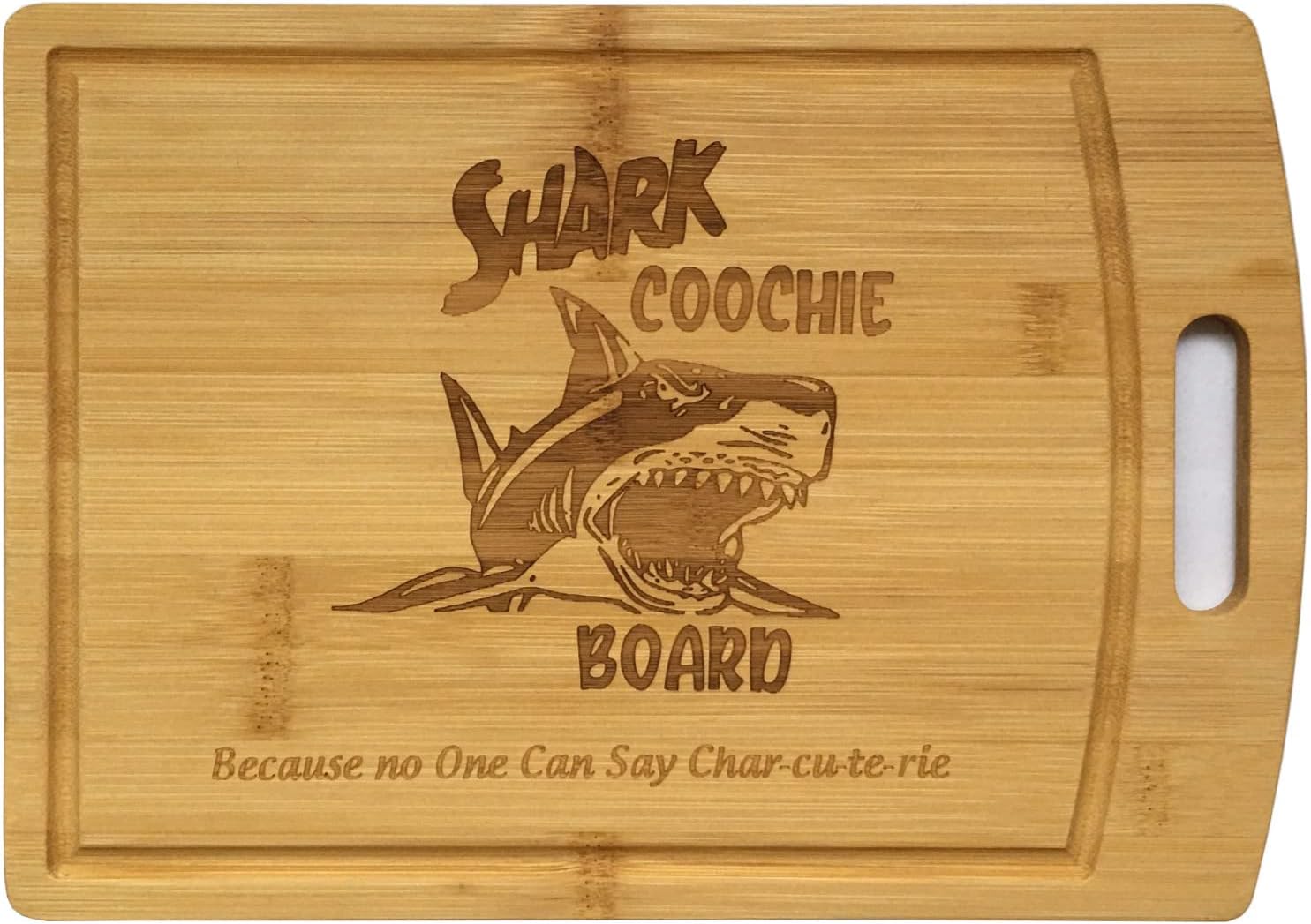 Shark Coochie Charcuterie Boards/Bamboo Cutting Board/With Juice Grooves/Laser Engraved Pattern/Charcuterie Board (13x9 in)