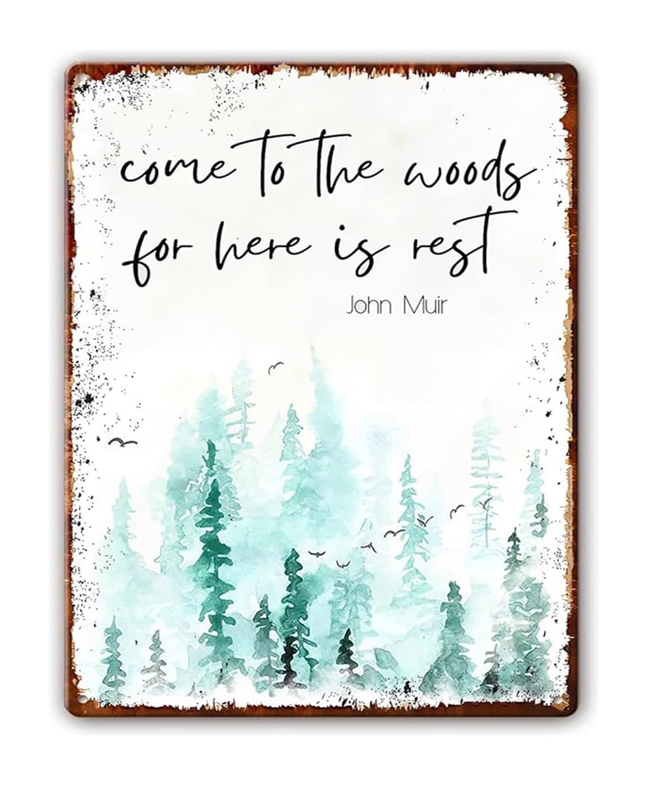 MQXFCZUX Inspirational Christian Sign Vintage Metal Tin Sign Come to the Woods for There is Rest Quote Serenity Wall-Art for Prayer Room Chapel 8 X 12 inch