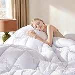 DOWNCOOL Comforter Queen Size-White All Season Duvet Insert -Lightweight Quilt-Down Alternative Hotel Comforter with Corner Tabs (White, Queen 88x92 Inches)