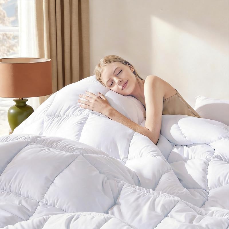 Comforters California King Size, White Duvet Insert, Lightweight | Corner Tabs,All Season, Down Alternative Hotel Comforter, California King 104x96 Inches