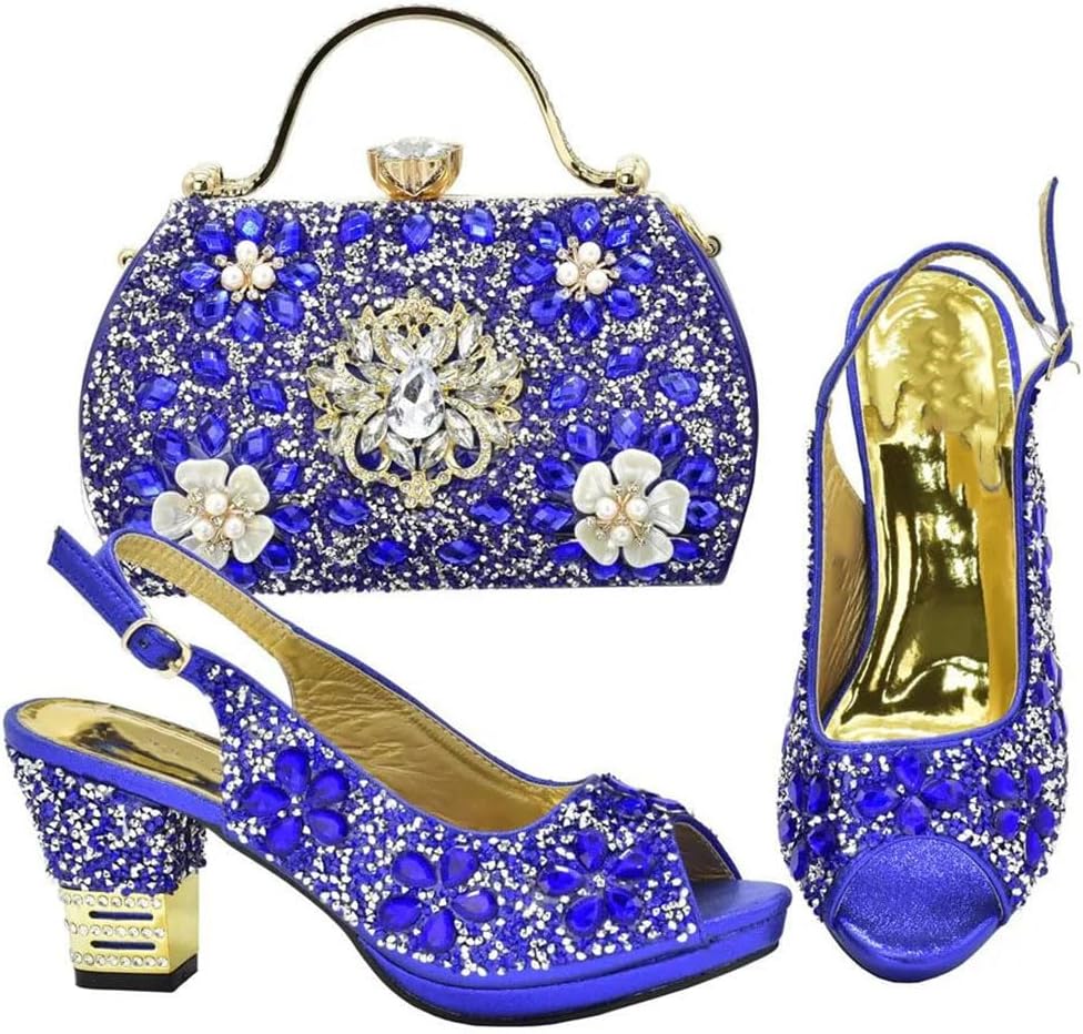 Women's Fashion Detail Pumps with Matching Minaudiere Bag Set Hasp Closure High Heel Formal Dress Shoes Black