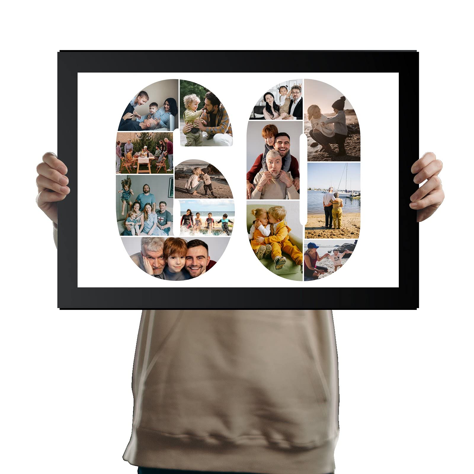 You Personalise 60th Birthday Personalised Photo Collage Framed Black A3
