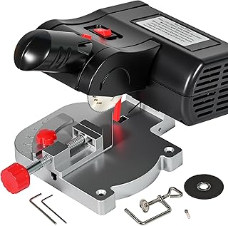 Mini Miter Saw Electric Power Table Saw Benchtop Cut-Off Chop Saw, DIY Cutting Tools for Crafts Miniatures Metal Wood Cutter, Cuts 1/2"Max Tall Max 45 Degree