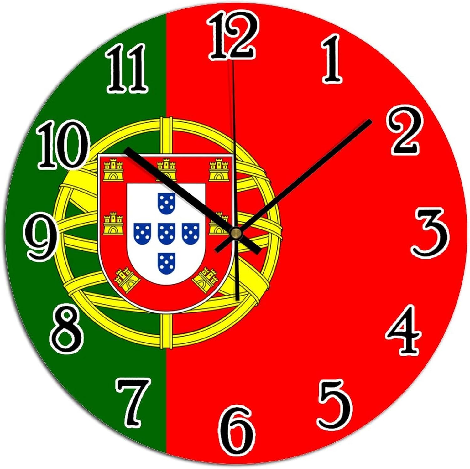 Portugal Flag Round Wall Clock Country Souvenir Portugal PVC Clock for Wall Battery
