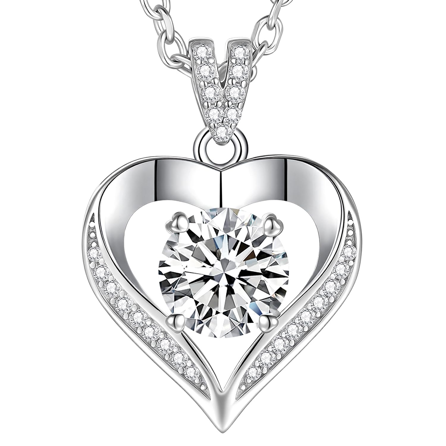 FreeKitee Moissanite Heart Necklace for Women, 2CT 925 Sterling Silver Pendant, Birthday Gift for Girlfriend, Anniversary Eternity Present for Wife Women, Jewelry Gifts for Christmas Valentine's Day