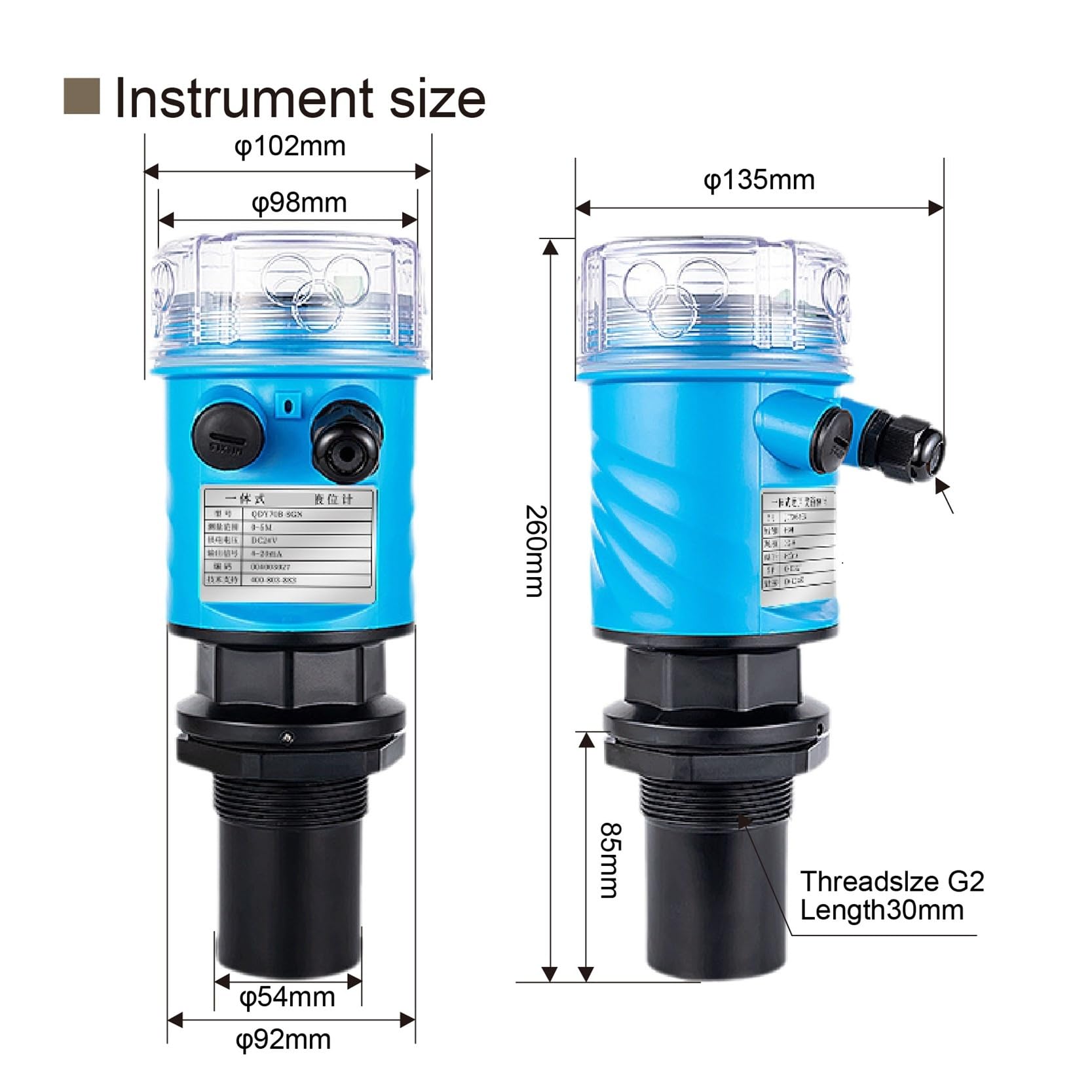 Indicador de nivel de líquido digital del transmisor de nivel de agua de