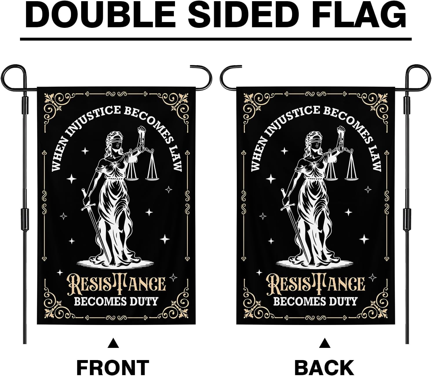 When Injustice Becomes Law Resistance Becomes Duty Garden Flag 12 x 18 Inch Double Sided Polyester Social Justice Equality Resist Flags for Outside Garden Yard House Decorative - Image 3