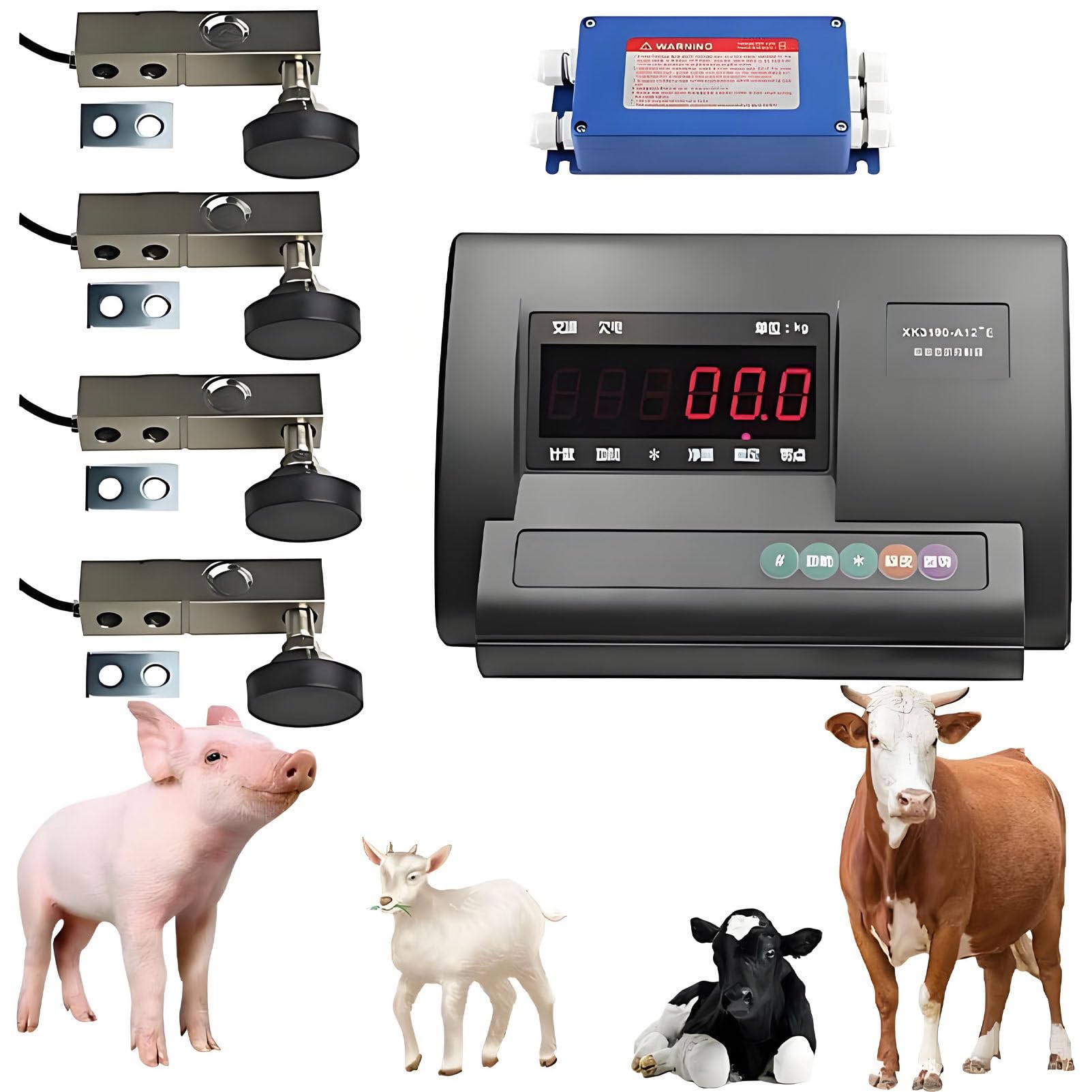 Caibendss High Precision Livestock Scale Kit, Waterproof Livestock Scale, Ultra-Bright LED Display, for Floor Scale, Bench Scale, Platform Scale and Livestock Scale 2000kg