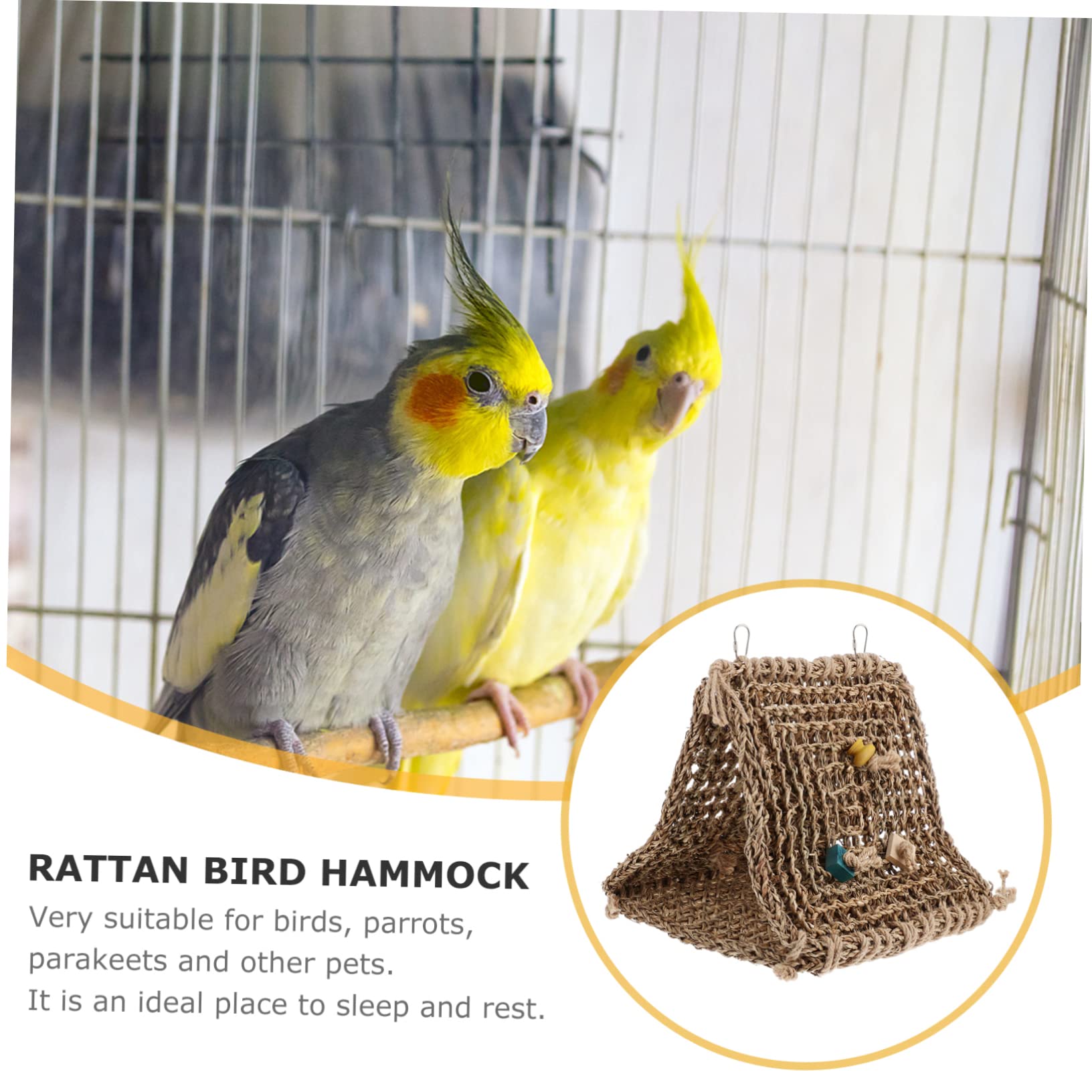 Rattan Papageienbett Nest mit Schnelltrocknendem Material und Hängendem Design Vogelschutz für Käfig Inklusive Zufälligem Zubehör für Vögel Zufälliger Stil