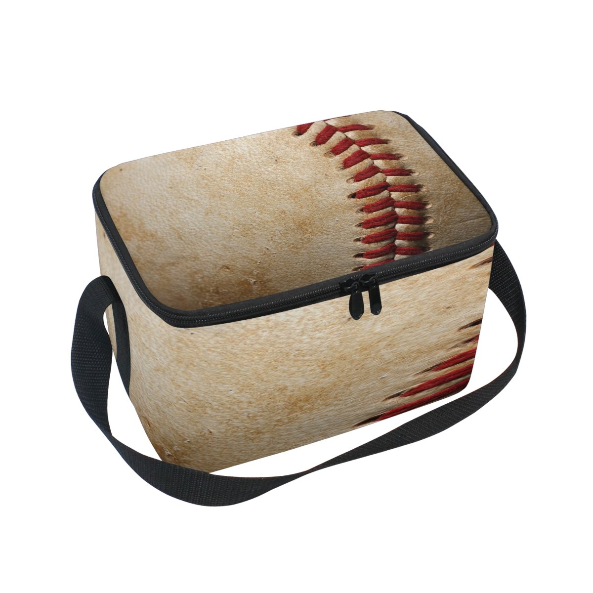 Domoko Vintage Baseball Print Insulated Lunch Bag Tote Bag Cooler Lunchbox for Picnic School Women Men Kids