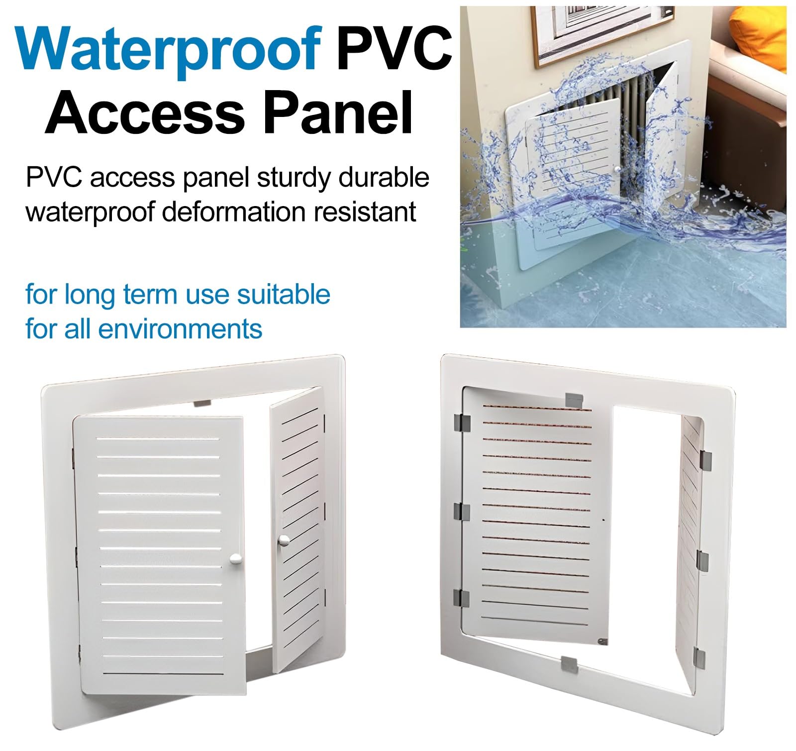 panel de acceso Panel de acceso grande para paneles de yeso, puerta decorativa de acceso para plomería doméstica, escotilla de servicio de inspección ventilada con rejilla(White,75x75cm/30x30in)