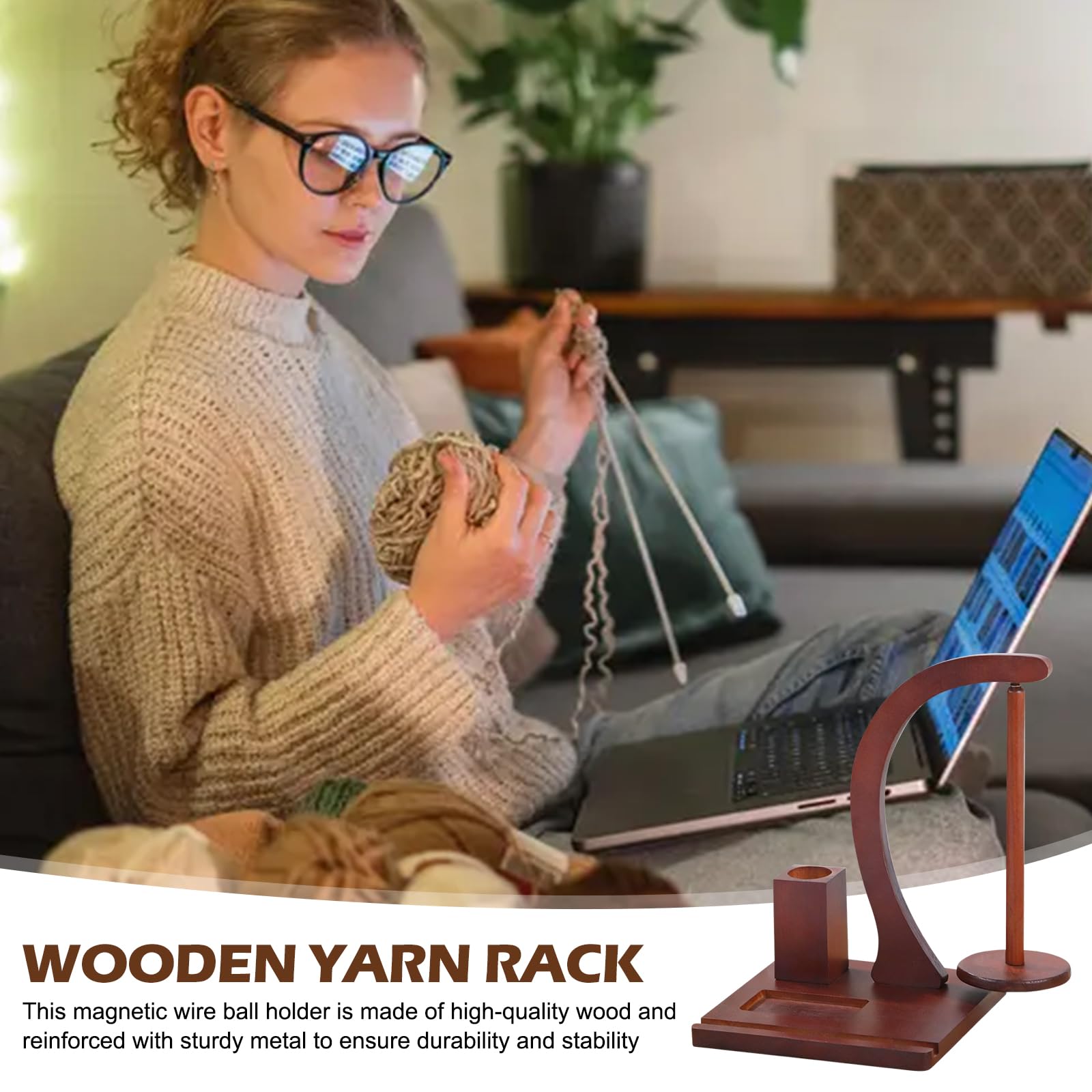 Yarn Winder, supporto magnetico per rotolo di filato, in legno, per lana e uncinetto