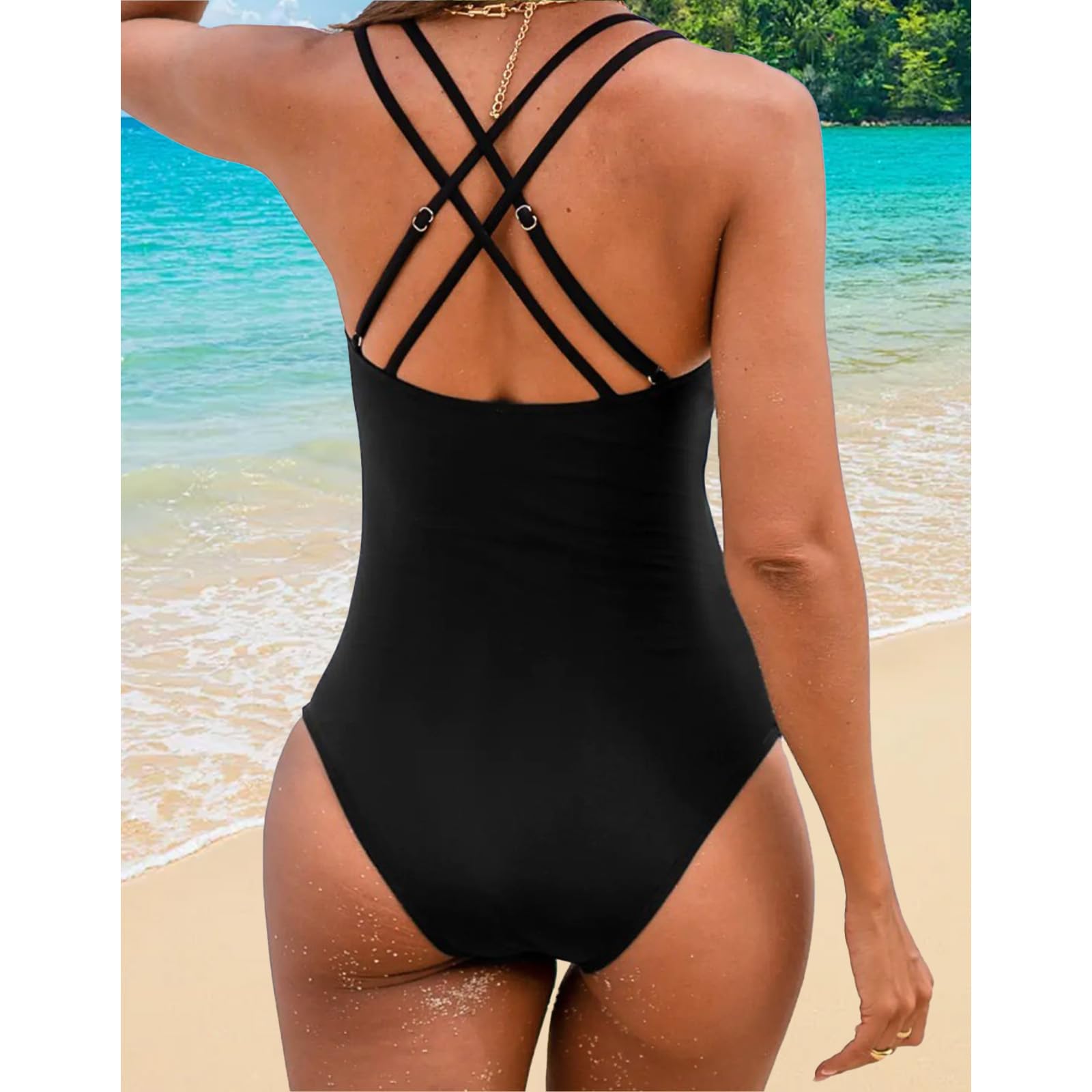 TcIFE Traje de Baño Mujer de Una Pieza con Cuello en V y Volantes Bañadores Sexy Fruncido Verano Playa Bañador Mujer Entero Control del Vientre Bikini Moda Monokini