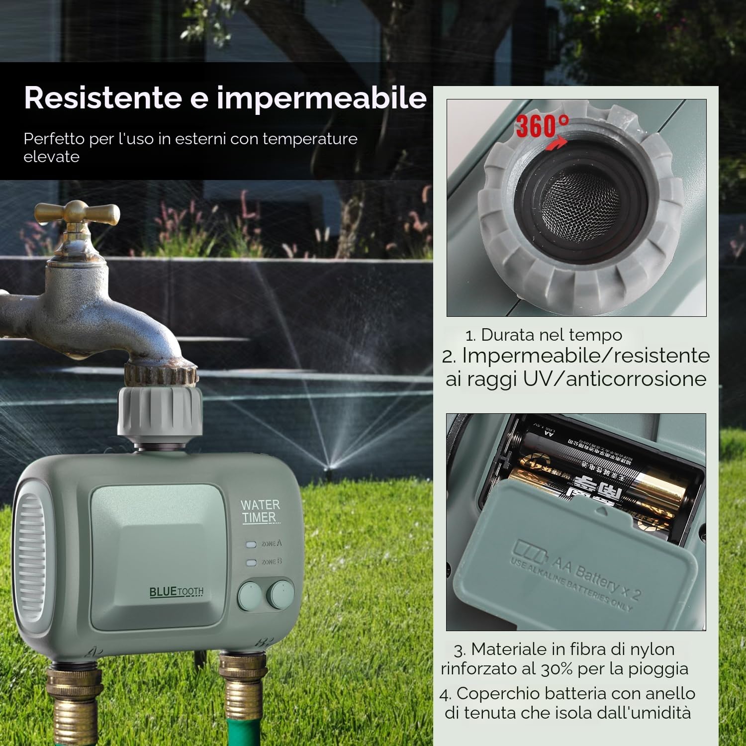 Timer Irrigazione 2 vie WiFi, johgee Centralina Irrigazione WiFi, Programmatore Irrigazione intelligente con controllo APP e meteo connesso, timer di irrigazione programmabile e irrigazione a distanza