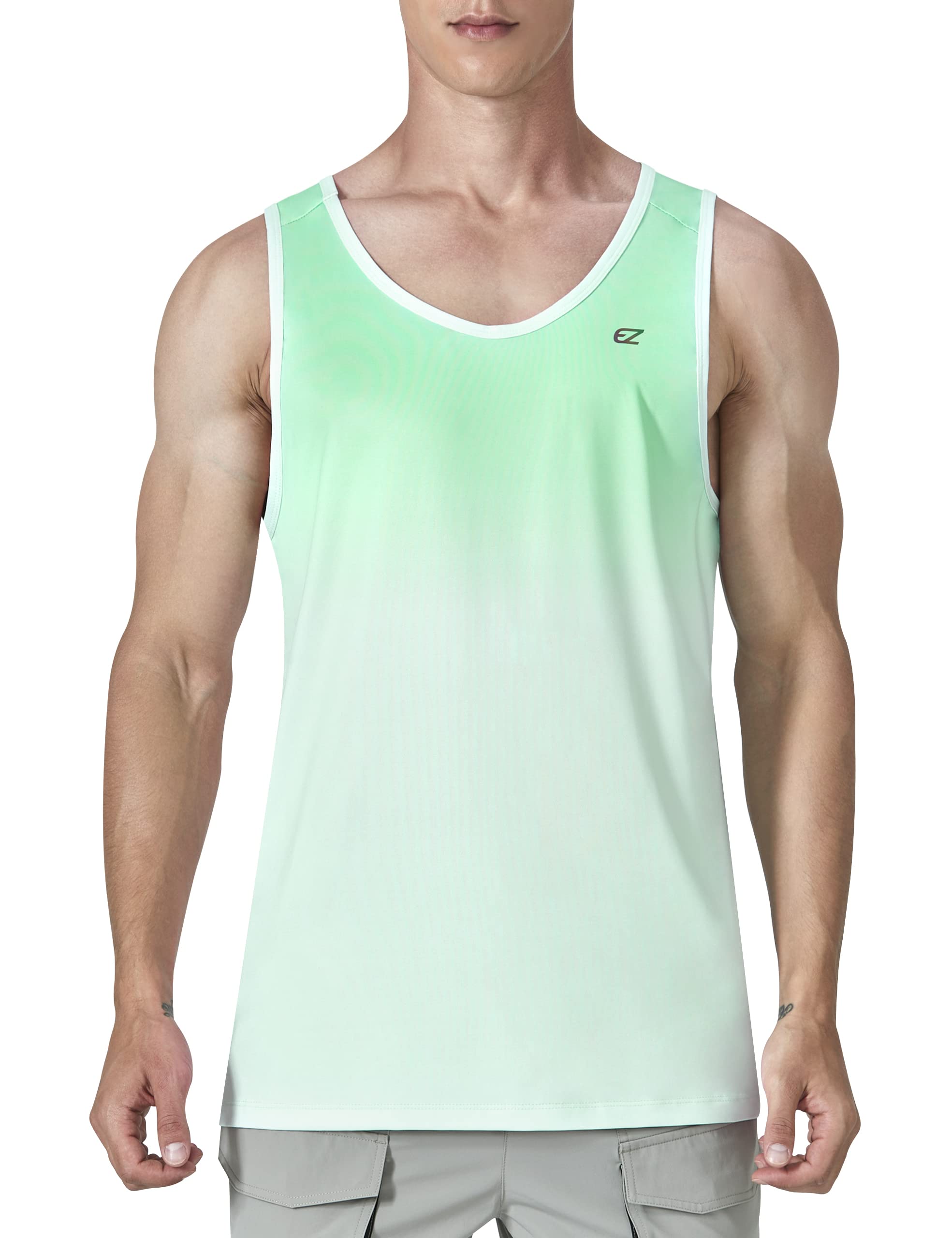 EZRUN Men's Tank Tops Quick Dry Workout Swim Beach Shirts Sleeveless Shirts for Bodybuilding Gym Fitness Training