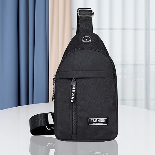 Miniatura 6 de Mosunx Bolsa cruzada para mujeres y hombres, mochila impermeable con puerto de carga USB, mochila cruzada multiusos en el pecho de viaje (negro)